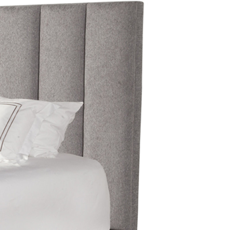 Lit tapissier standard Ryver, Gris, Grand