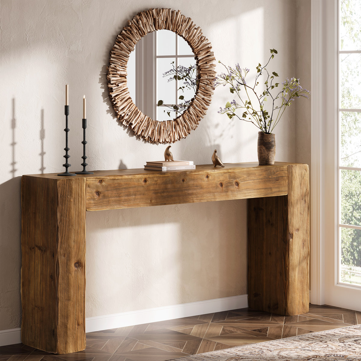 Millwood Pines 63-Inch Solid Wood Console Table | Wayfair