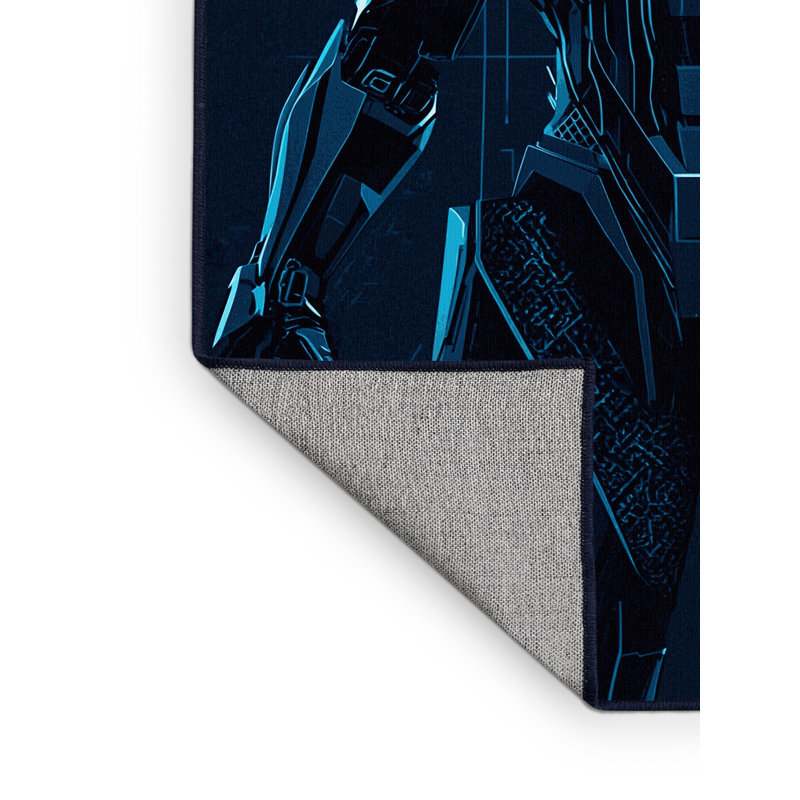 Tapis géométrique moderne bleu Wimberley, 5x8