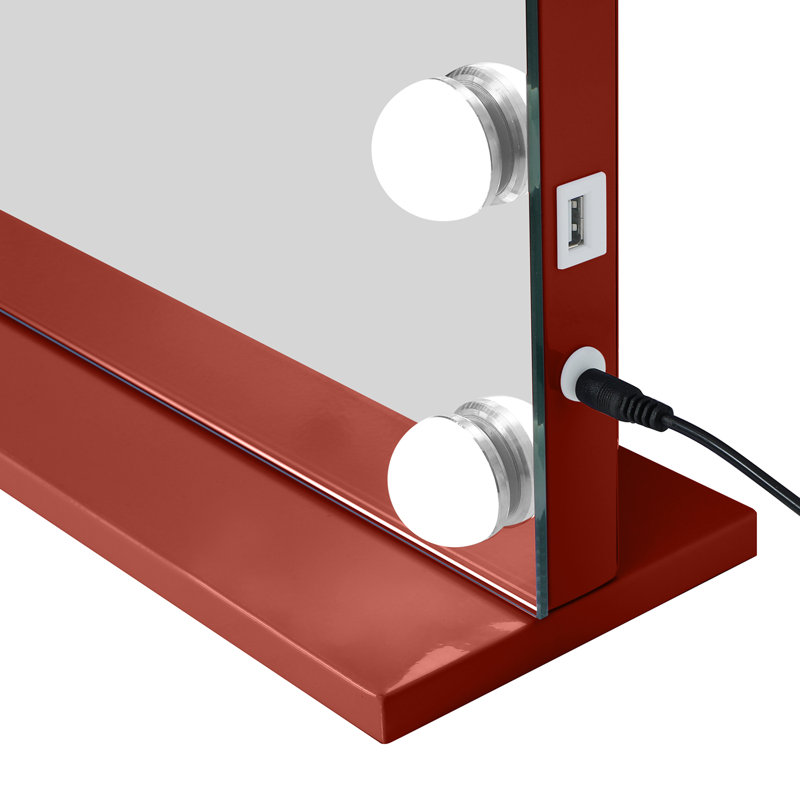 Metal Rectangle Mirror, Red, 18.11'' H x 22.83'' W