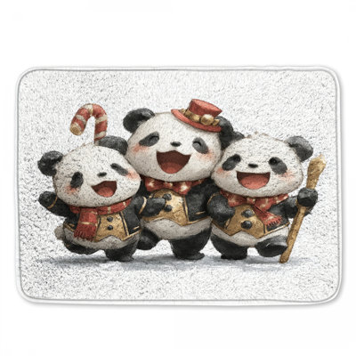 Cute Panda Trio Bath Mat