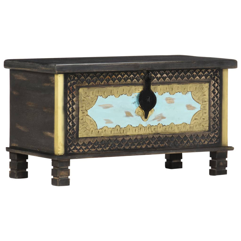 Coffre de rangement en bois de manguier noir 31,5 po x 15,7 po x 17,7 po