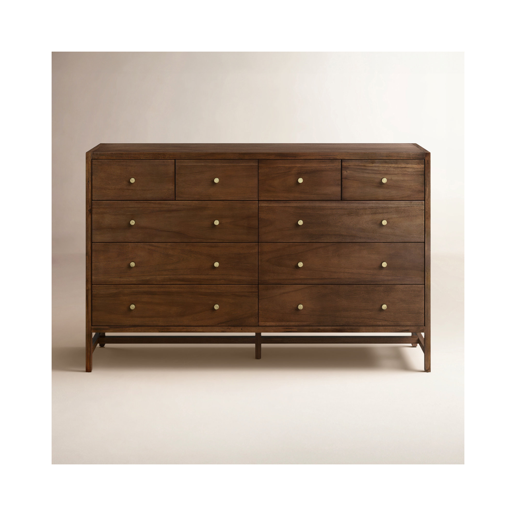 Soline 10 Drawer 72" W Double Dresser, Brown