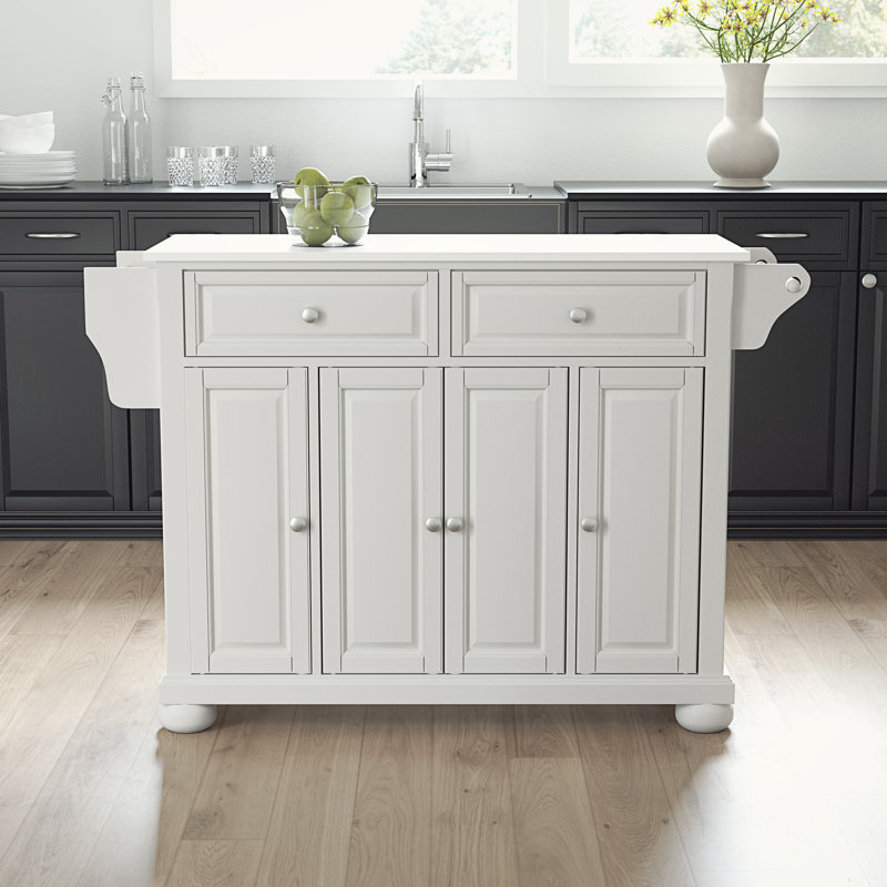 Baily Granite Top Kitchen Island, White