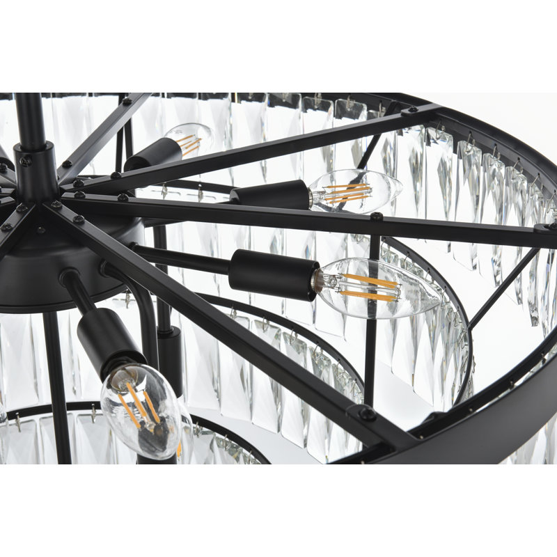 Lustre rond 27 pouces Iva, Noir, noir, noir, noir
