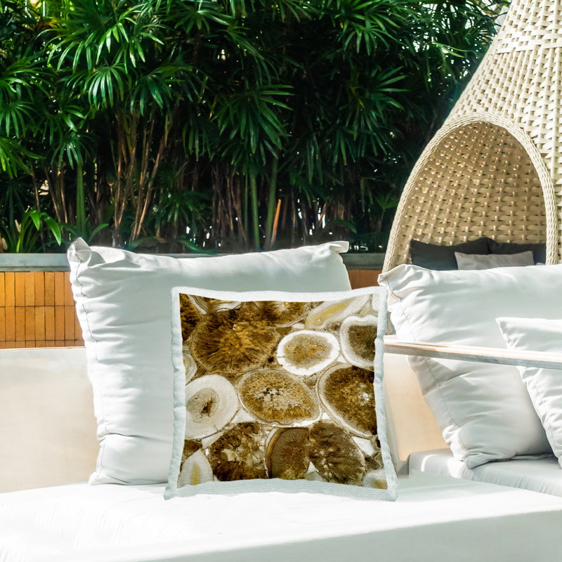 Earth Tone Agate Crystals Outdoor Printed Pillow by Danielle Carson