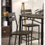 Ensemble de salle à manger carré 5 pièces avec 4 chaises hautes à dossier à lattes, finition marron antique et noir, style industriel moderne.