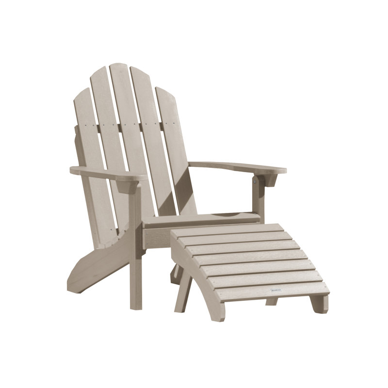 Chaise Adirondack en plastique avec repose-pieds Anette, Woodland Brown