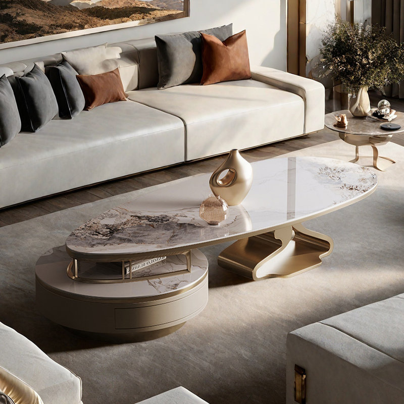 Table basse moderne en granit minimaliste