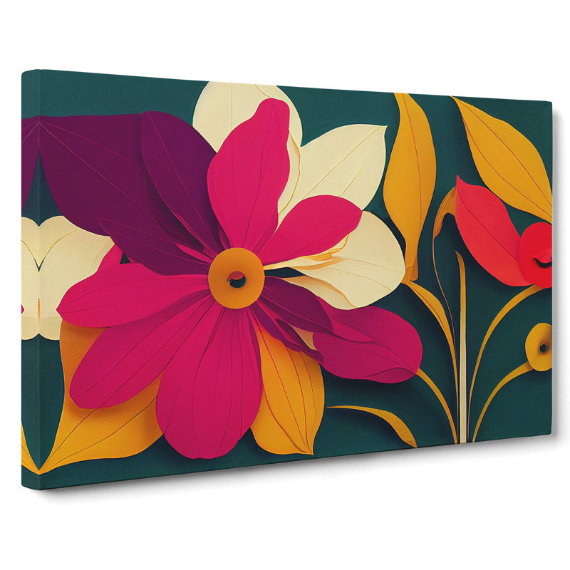 Irresistible Modern Flowers Abstract - Wrapped Canvas, 50cm H x 76cm W x 3cm D