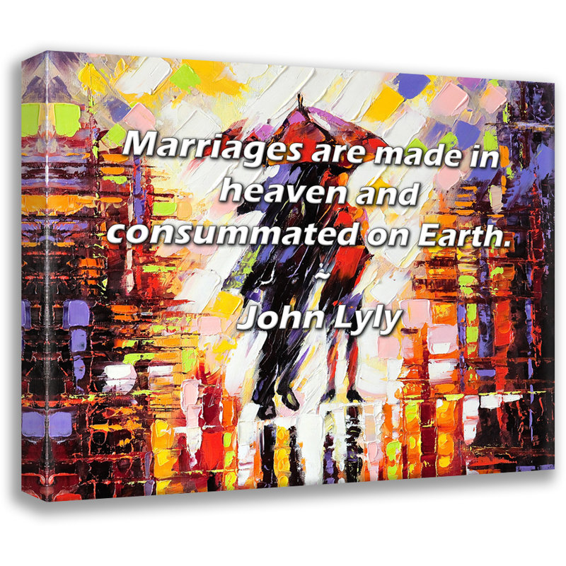 Toile tendue de la galerie Trinx par John Lyly: «Les mariages sont faits au paradis et consommés sur E