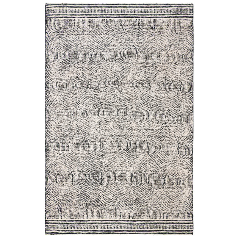 Geometric Wool Hand Woven Area Rug, Rectangle 61 x 91 cm