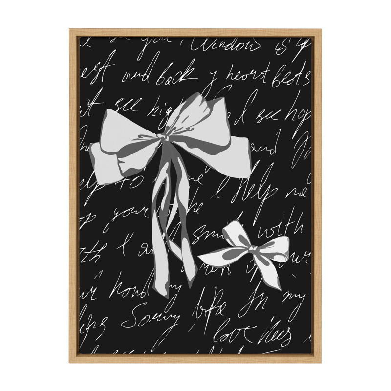 «Black White Bow» par Honey Island Studio, reproduction d'art sur toile encadrée, Naturel