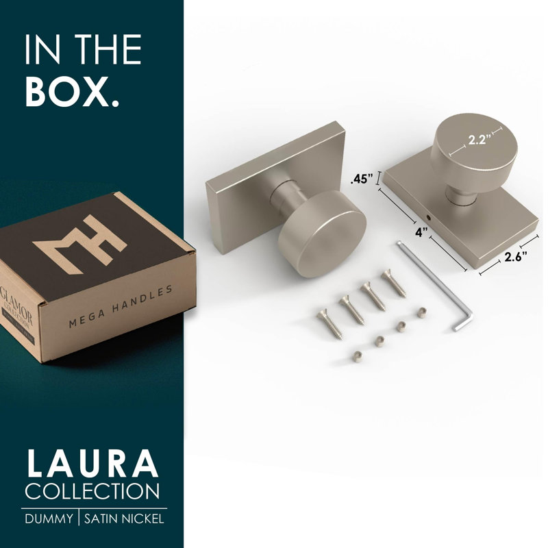 Paquet de 4 poignées de porte Mega Handles Laura, Satin Nickel
