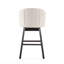 Tabourets de bar pivotants beiges à 360 degrés avec garniture cloutée, point gaufré et siège à boutons pour tabouret à la maison de 2 places, structure en bois d'hévéa