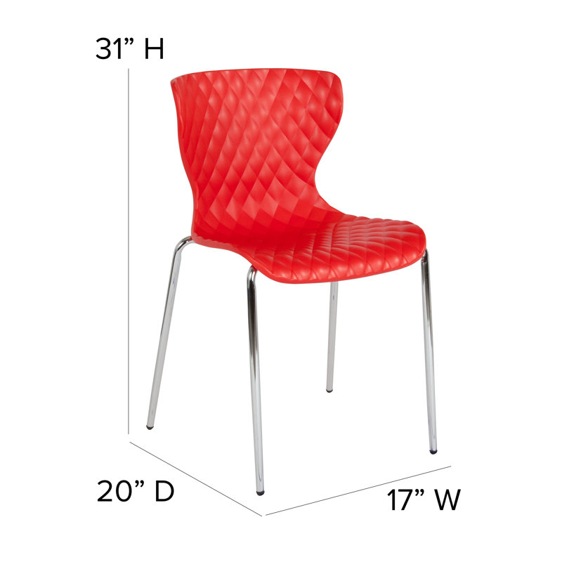 Lowell Contemporary Design Plastic Stack Chair, Red, 1
