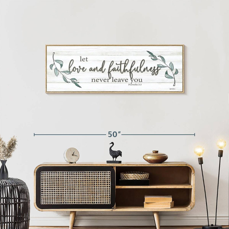 Love and Faithfulness, Cadre flottant en bois naturel, 43 po x 15 po