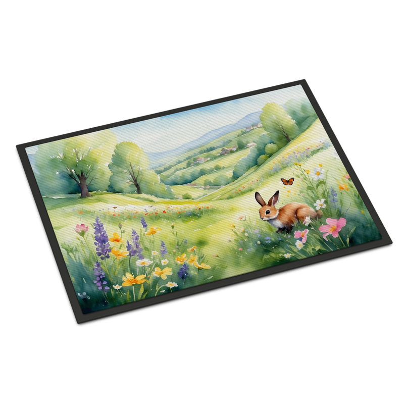 Rabbit Springtime Meadow Doormat, 18" W x 27" L