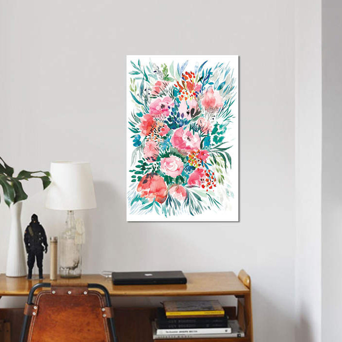«Floral Bouquet III», reproduction sur toile, H 18 po x l 12 po x P 1,5 po, Pas de tapis, Toile tendue