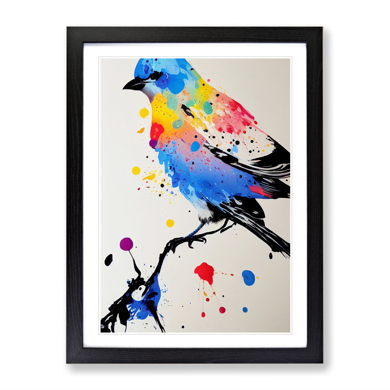 Paint Splash Bird No.2 - Framed Print, Black, 64cm H x 46cm W x 2cm D