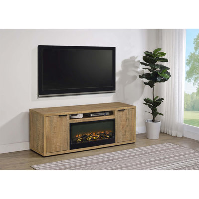 Meuble télé 2 portes avec flamme électrique et rangement spacieux Lodi Mango pour des salons confortables