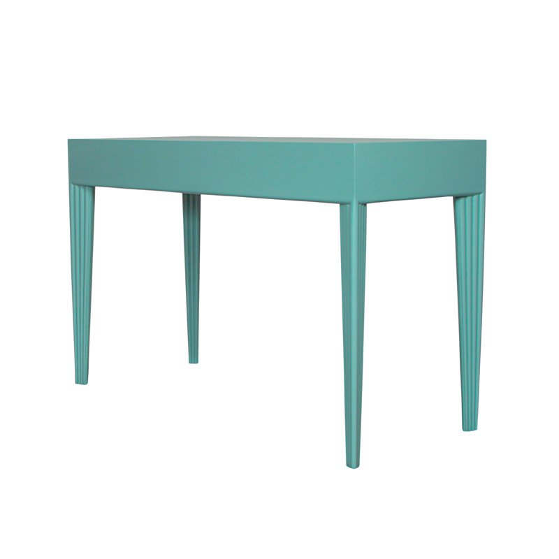 Barcelona Solid Wood Writing Desk, Turquoise