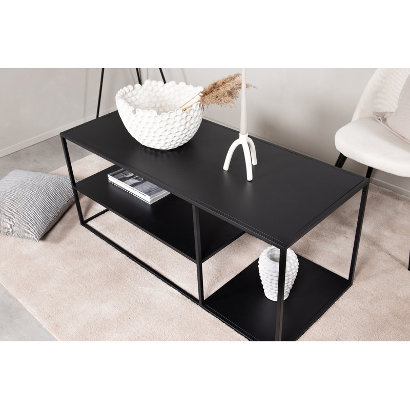 Febiya Frame Coffee Table with Storage, Black