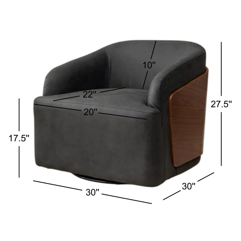 Fauteuil demi-tonneau pivotant en similicuir Broderic, Similicuir noir