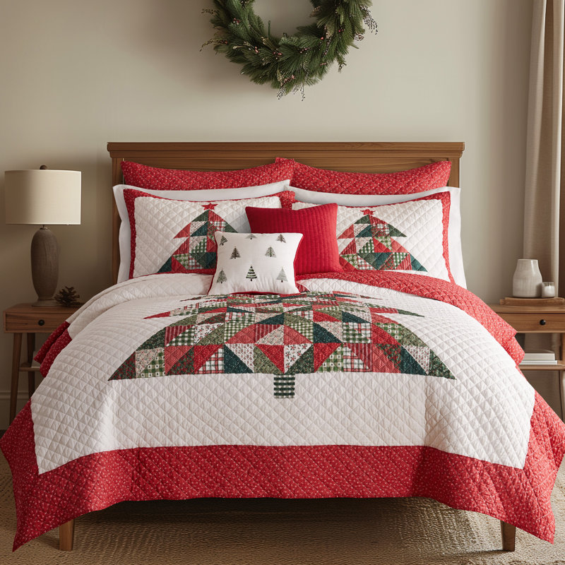 Patchwork Pine Full/Queen Quilt Set