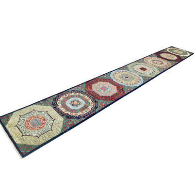 One-of-a-Kind 2'7" X 18' New Age Wool Area Rug in Multicolor