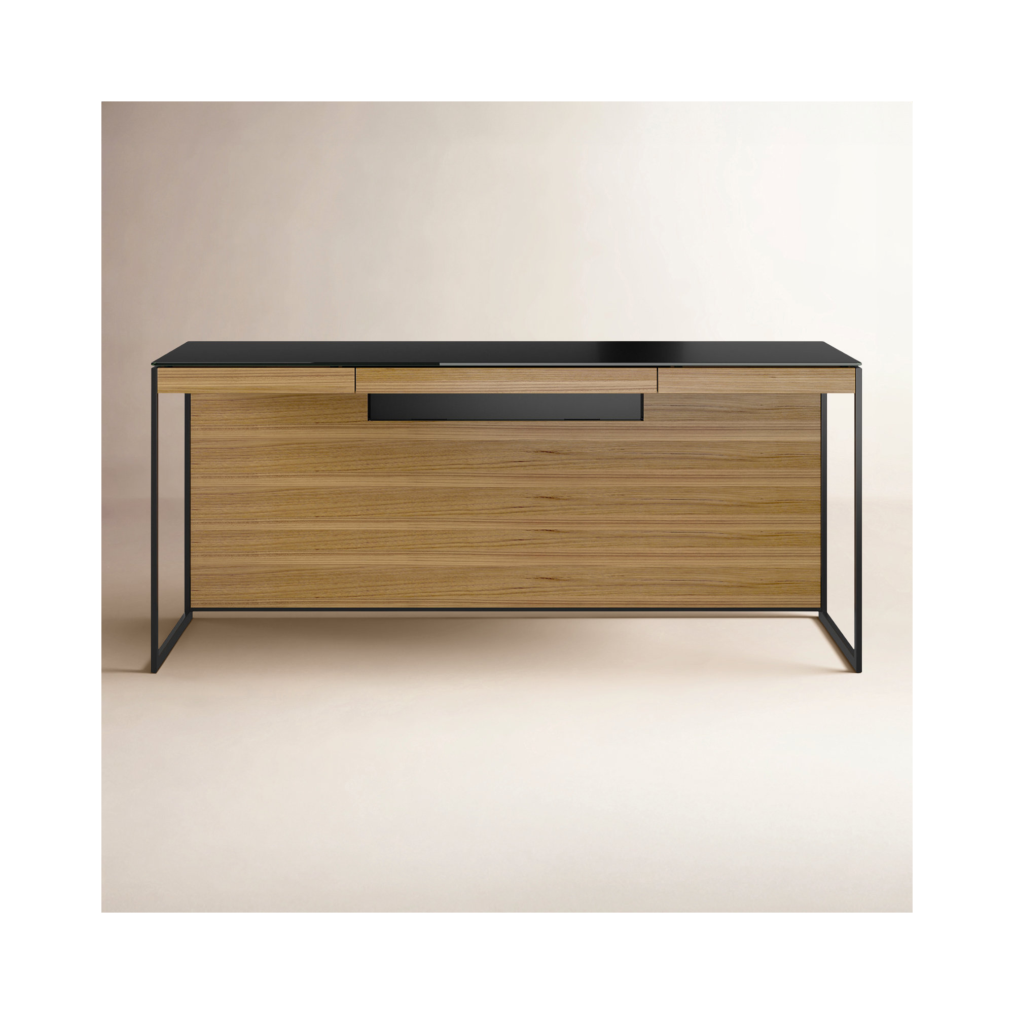 Sequel 20 Writing Desk, 24.75" H x 66" W x 24" D, Natural Walnut/Black