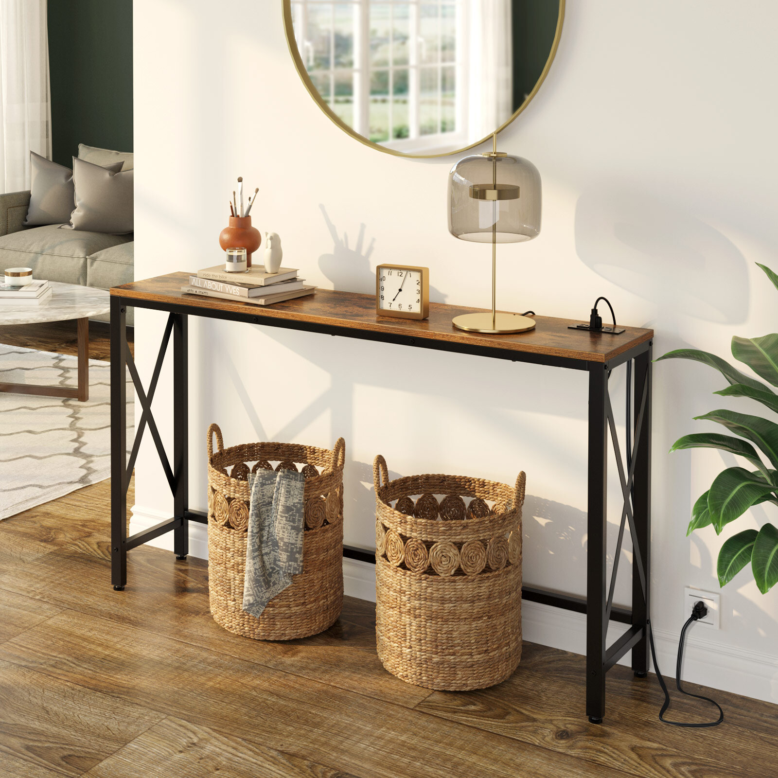 17 Stories Console Table with 2 Outlets and 2 USB Ports & Reviews