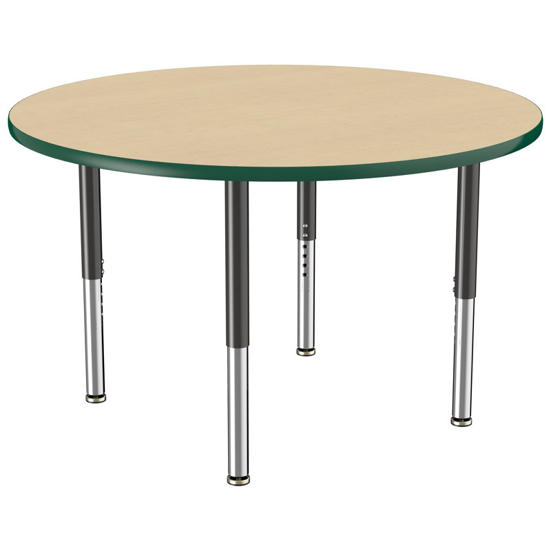 Table ronde à hauteur réglable, 48", Érable / vert / noir, Super