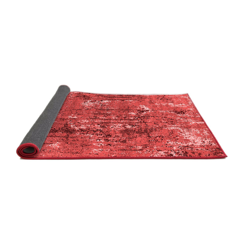 Tapis rouge Mid-Century moderne 2521, Rond 3 pi