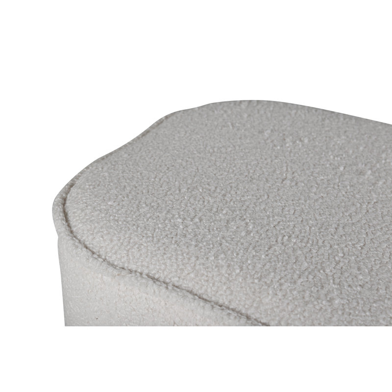 Darene 44cm Wide Round Pouf Ottoman, Off White Velvet