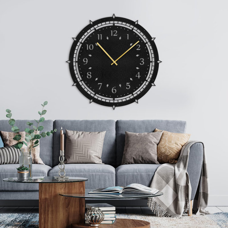 Grande horloge murale en métal décorative silencieuse décorative murale, L 30 po x H 30 po