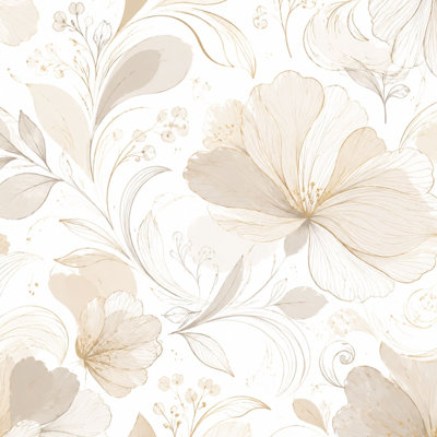 Peel and Stick Wallpaper Beige Cream Floral Delicate Line Art Watercolor Leaves Contact Paper Removable Self Adhesive Wall Mural Wall Decor for Bedroom Kitchen Cabinets 24in x 118in