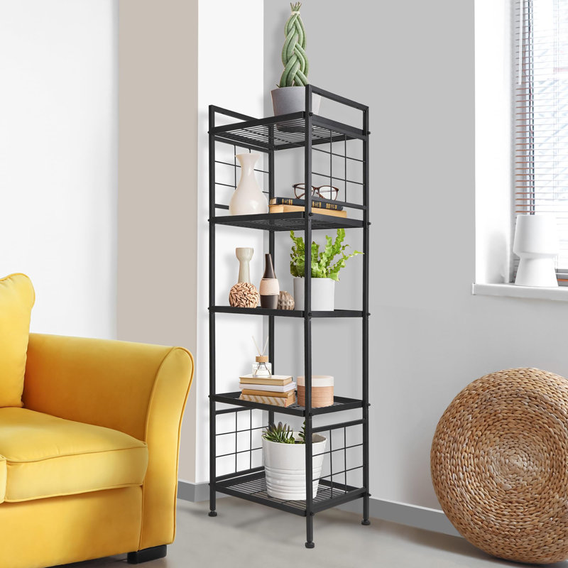5-Wire Standing Storage Shelves, Metal Shelving Unit Pantry Rack For Laundry Kitchen Bathroom Organizer(Black)