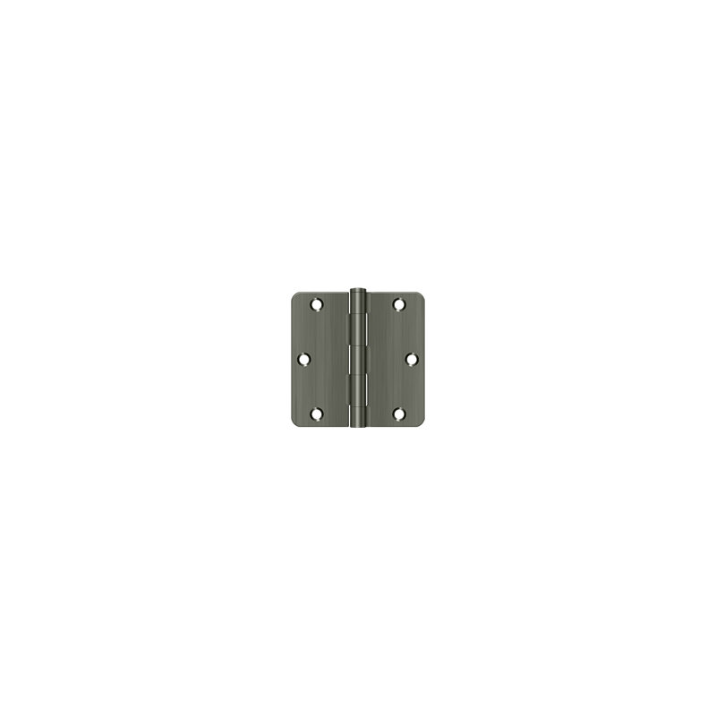 Deltana S35R415A 3-1/2" x 3-1/2" x 1/4" Radius Hinge, Residential Thickness in Antique Nickel Pair