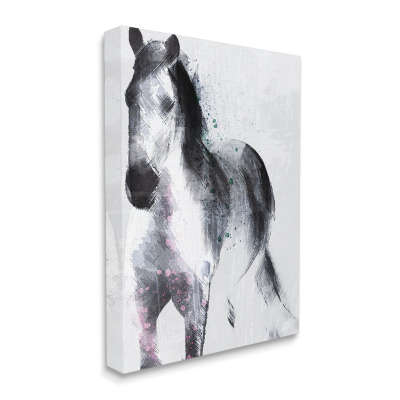 Portrait de cheval sauvage - peinture sur toile, Toile tendue, H 48 po x l 36 po