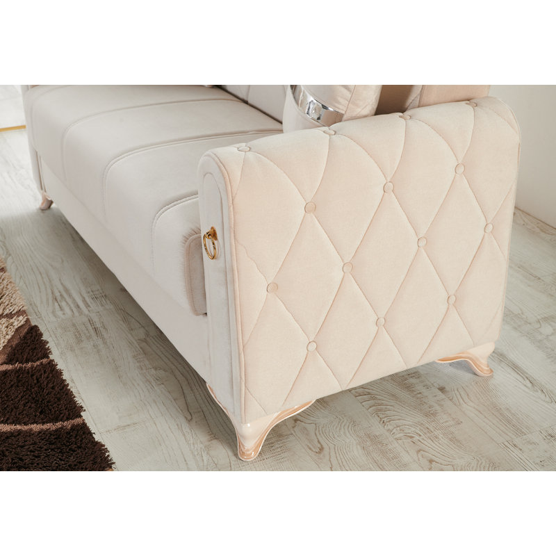 Canapé-lit à accoudoirs arrondis 63 po Ferrero, Microfibre brun clair