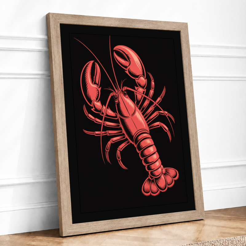 Red Lobster Study Modern - Framed Print, A1 - 84.1 x 59.4 cm, Oak