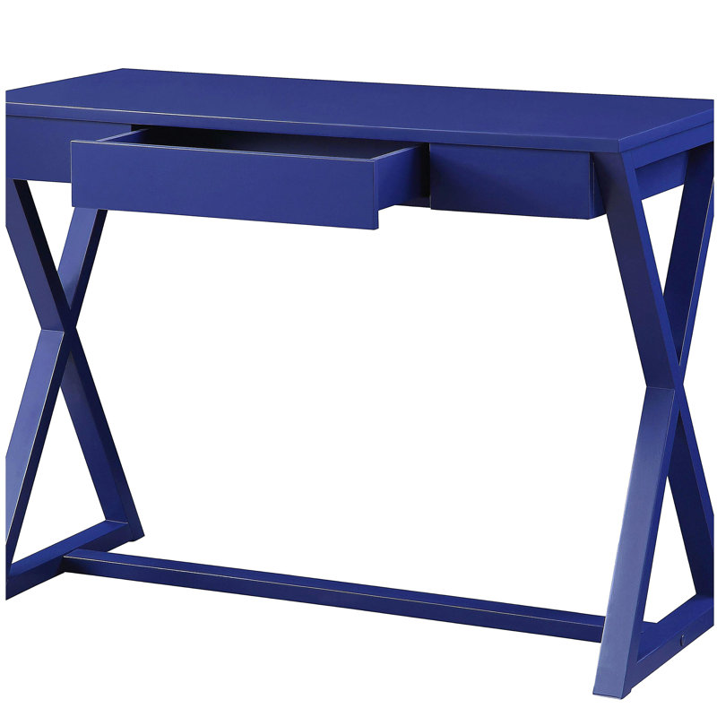Bureau d'écriture 1 tiroir Twilight Blue avec base en forme de X