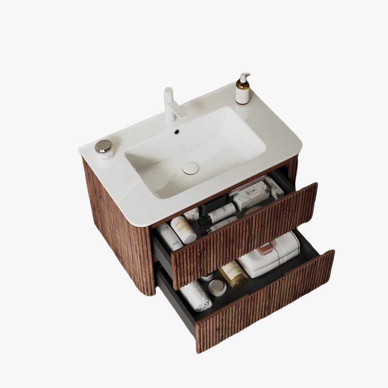 Meuble-lavabo rétro 30 po en noyer avec lavabo