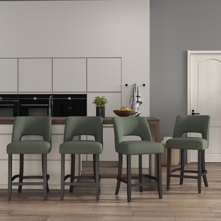 Bisto Upholstered Counter Height Bar Stool with Solid Wood legs