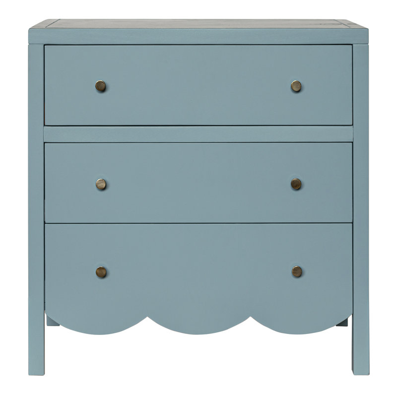 Adamstown Scallop 3 Drawer Dresser, Slate Blue, Slate Blue