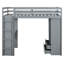 Lit mezzanine de taille grise avec beaucoup de DEL et de tablettes, bureau d'écriture - et polyvalent avec bureau fonctionnel spacieux et sécuritaire-1206147221-1206147227