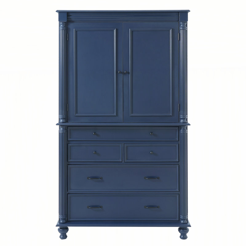 Grand garde-manger autoportant, armoire de rangement avec 6 tablettes de porte, 2 tablettes réglables et 5 tiroirs, Bleu