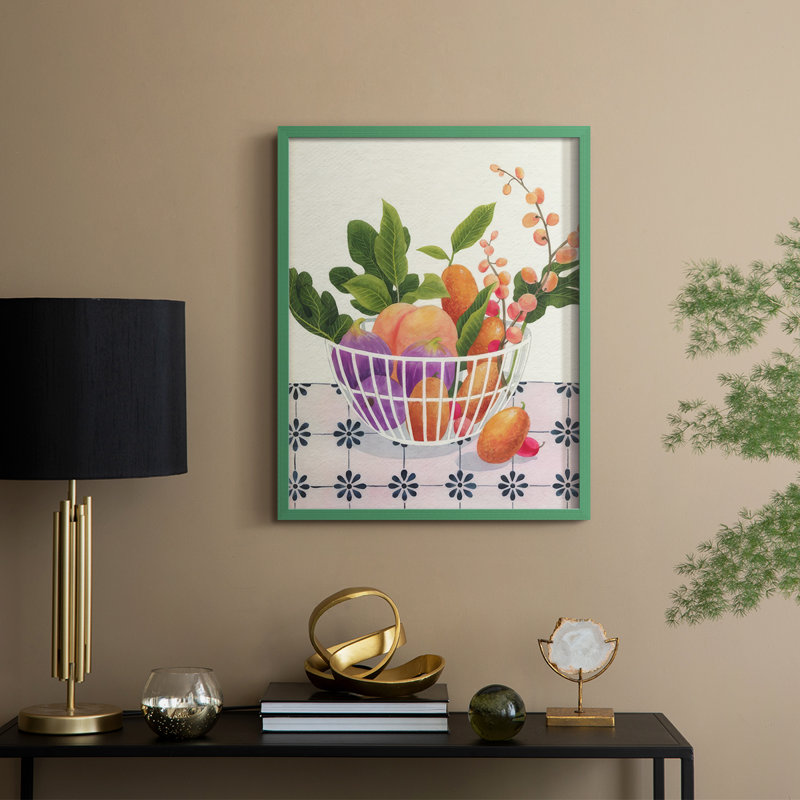 «Bright Fruit II», reproduction encadrée - bois massif, H 21 po x l 17 po, Vert