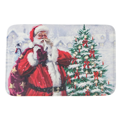 Mousse à mémoire de forme Marwin avec imprimé numérique père Noël avec cadeaux 24 po x 16 po Paillasson d’intérieur antidérapant
